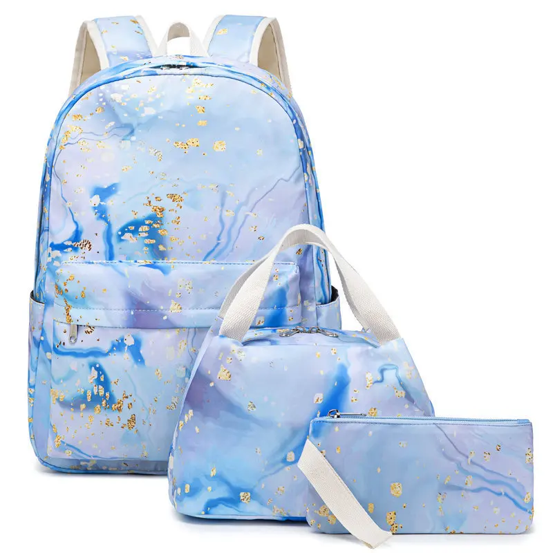 Mochila escolar de 3 piezas para adolescentes y niñas, bonita bolsa para libros, impermeable, con fiambrera, estuche para lápices