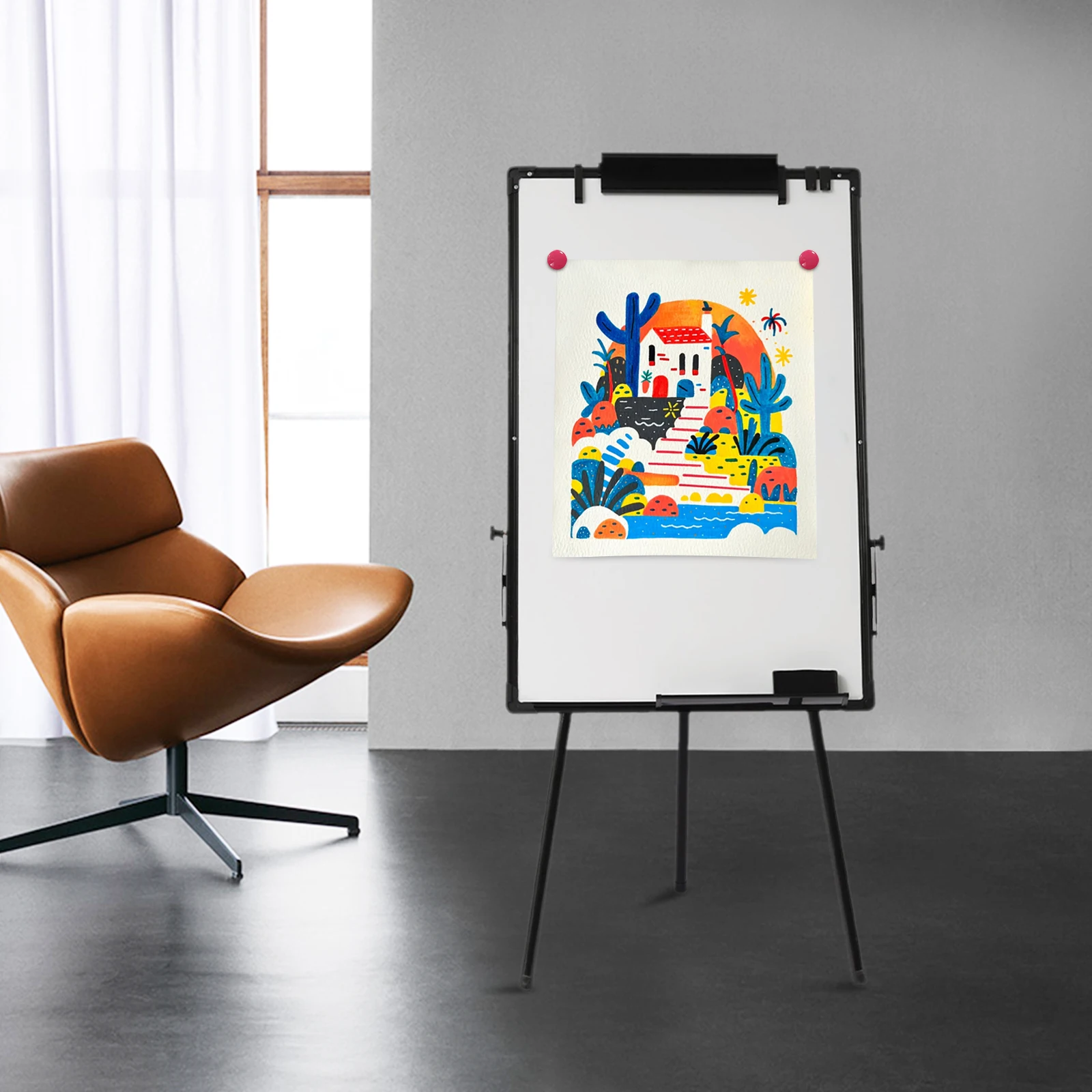 Trépied pour tableau blanc, tableau à rabat, tableau blanc Portable 24x36 pouces, trépied réglable en hauteur, tableau blanc magnétique, lingette sèche
