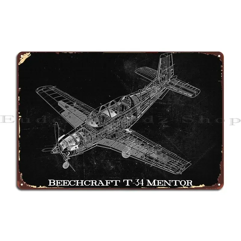 Beechcraft T34 Mentor Metal Sign Create Cinema Mural Personalized Create Tin Sign Poster