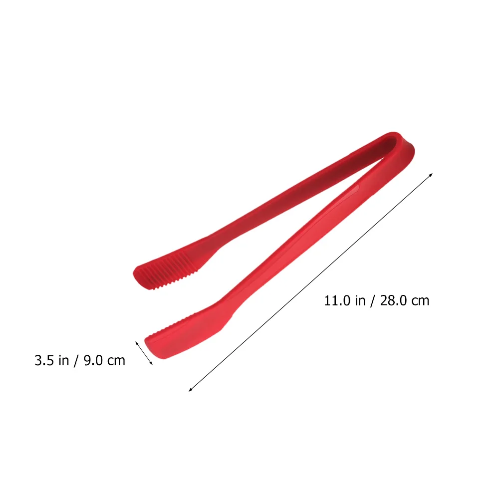 

Silica Gel Kitchen Food Tongs BBQ Clip Baking Tool Red Long Handle Anti Slip Stainless Steel Steak Tong Bread Vegetables Party