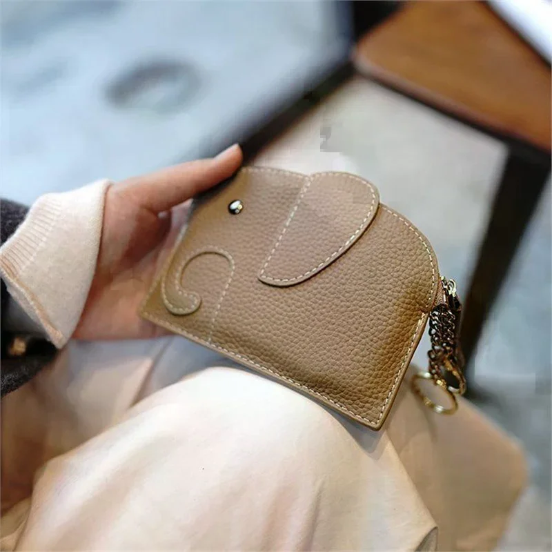 

Кошелек для монет из искусственной кожи в форме слона для женщин, с кольцом для ключей, многофункциональный, на молнии, для хранения мелочей, чехол для ключей