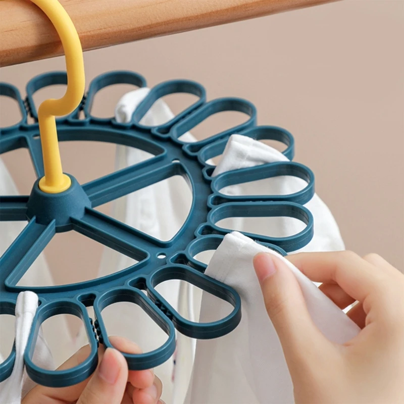 Round Drying Rack Rotatable Laundry Hanger Storage Rack 20 Clips Rack for Underwear Socks Necktie Bibs Hanger