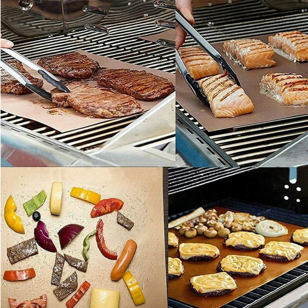 

2 Pcs Resistant Barbecue Mat Portable Outdoor BBQ Heat-resistant Barbeque Grill