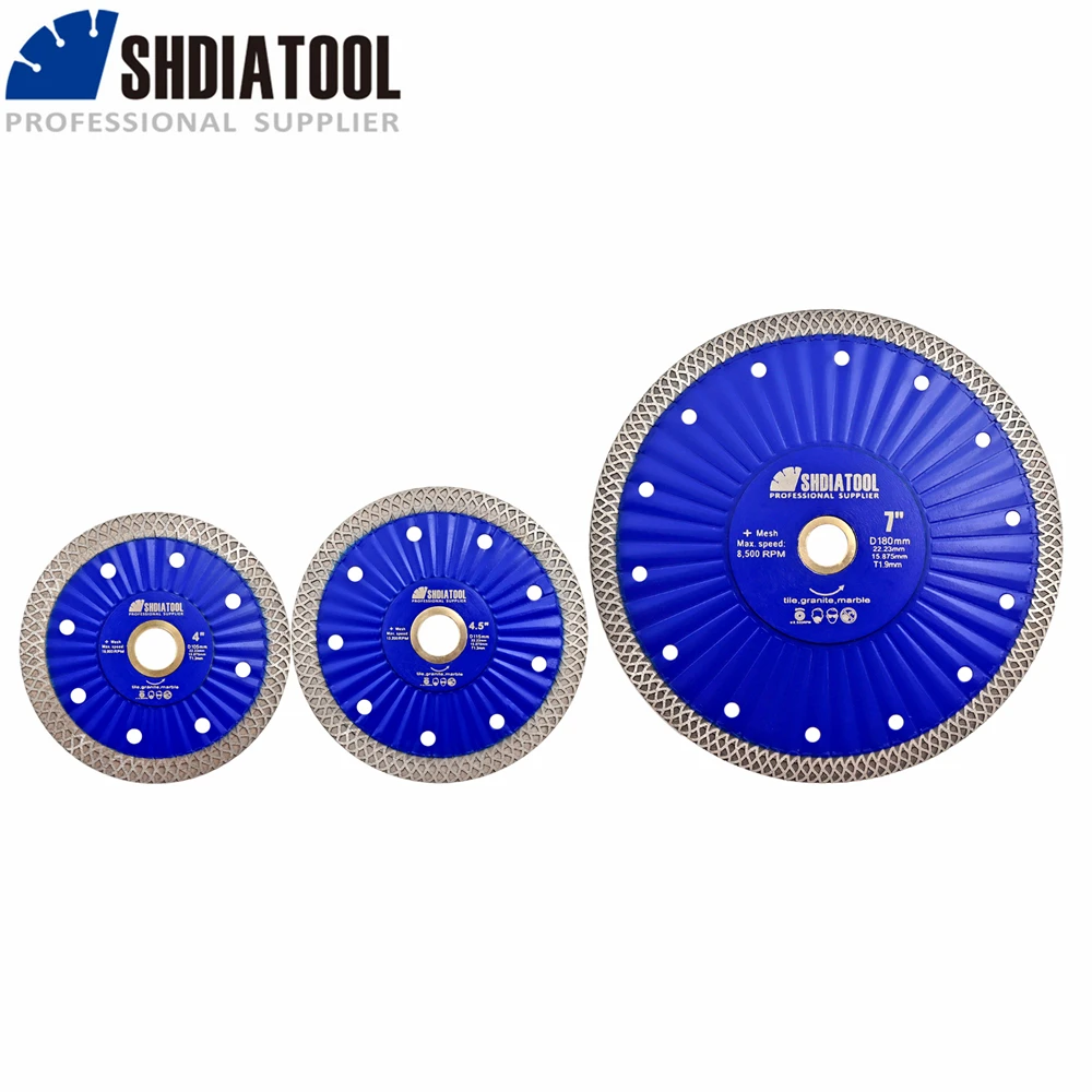 

SHDIATOOL Diamond Hot Pressed Super Thin Saw Blade 4/4.5/7" Narrow Turbo Crown Quartz Ceramic Tile Granite Cutting Angle Grinder