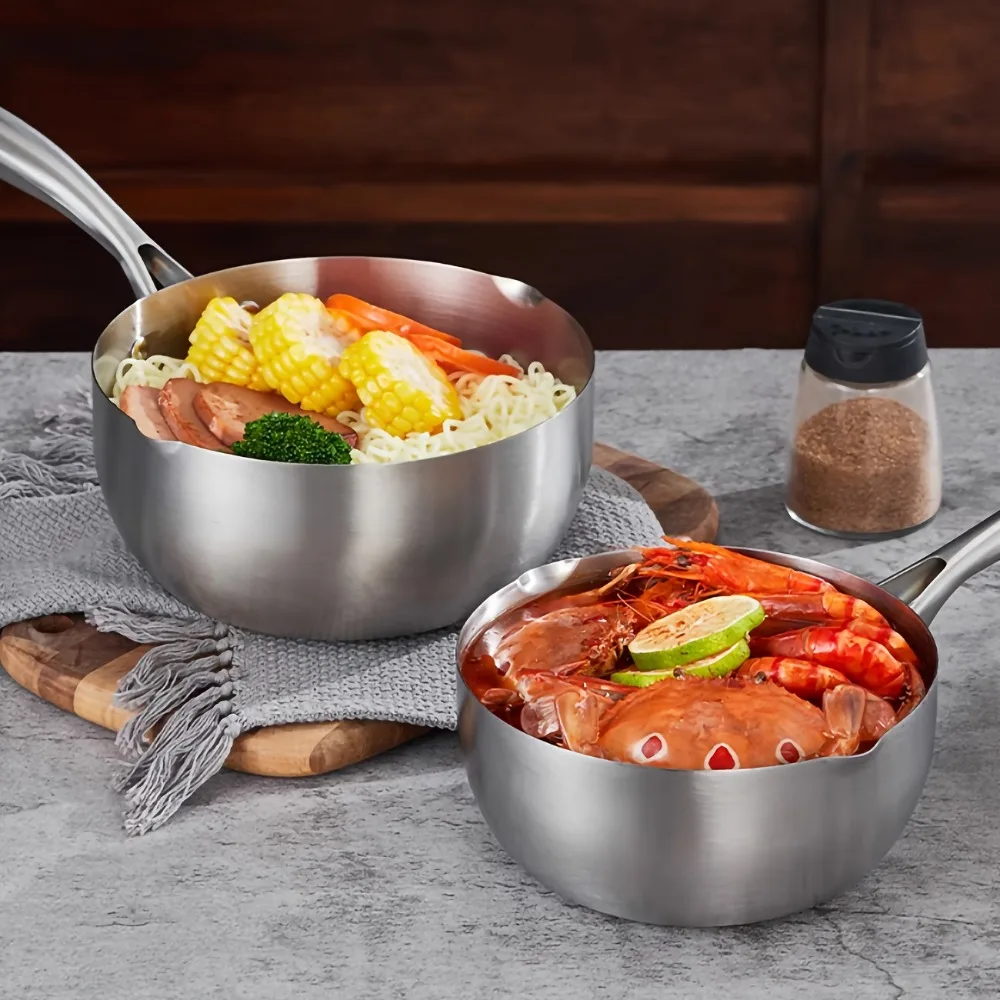 With Glass Lid Stainless Steel Saucepan Flat Bottom with Marking Soup Pot No Coating Fast Heat Stew Pot Induction Cook-top view 5