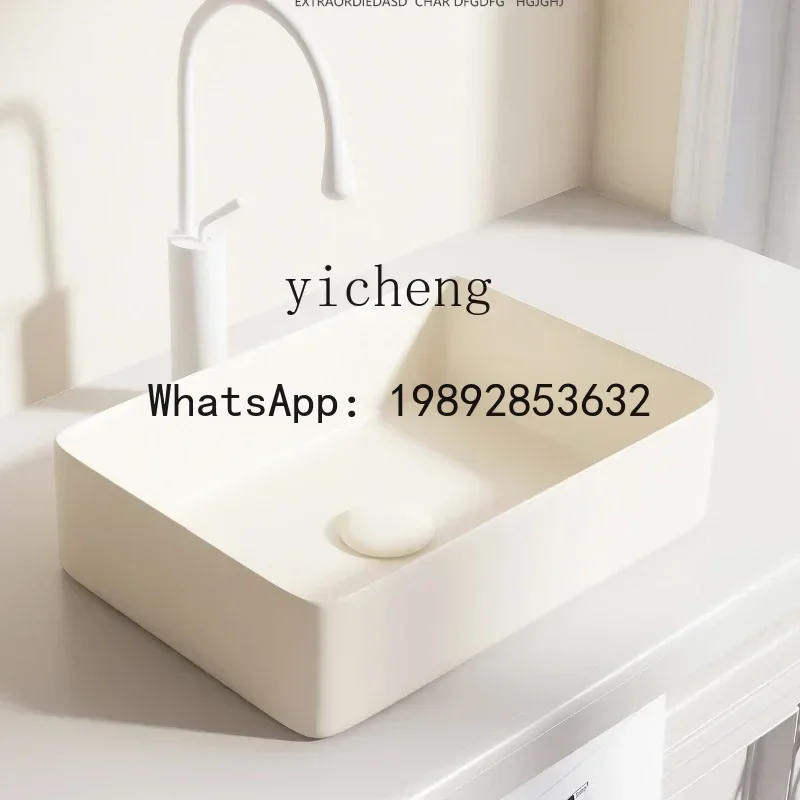 LYY Table Basin Rectangular Single Basin Balcony Ceramic Washbasin Small Size Wash Basin