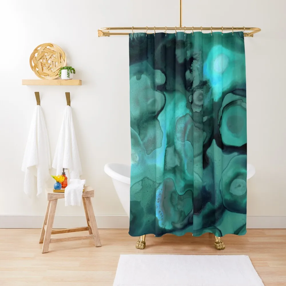 

Ebb and Flow - Emerald Shower Curtain Shower For Bathroom Set For Bathroom Shower Set Bathroom Deco Curtain