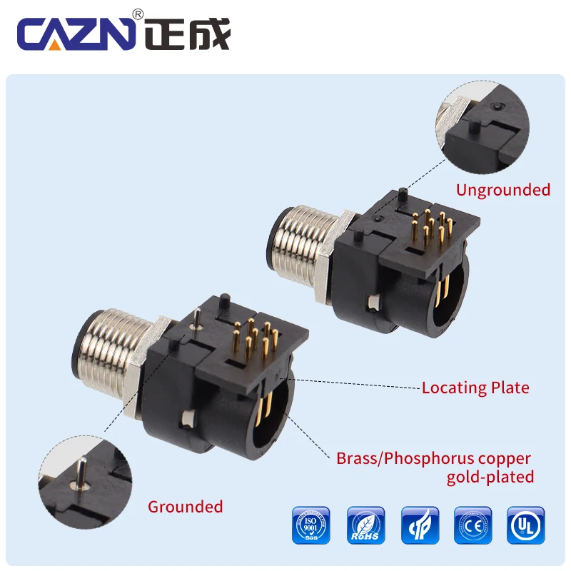 New Arrival Angled M12 PCB Socket Male Female 2 3 4 5 6 8 12 17 Pin Large Volume IP67 for Compact & Heavy-Duty Equipment