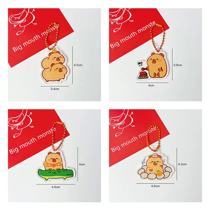 Kawaii Creative Capybara Keychain Cute Cartoon Animal Keyring Lovely Acrylic Key Holder School Bag Pendant Couple Gifts