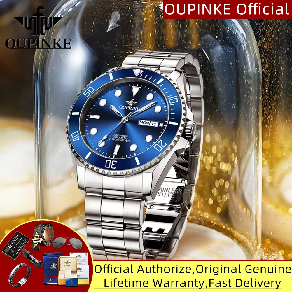 

OUPINKE 3205 мужские часы для дайвинга 20 бар глубина водонепроницаемые элитные брендовые мужские часы оригинальные автоматические механические наручные часы для мужчин