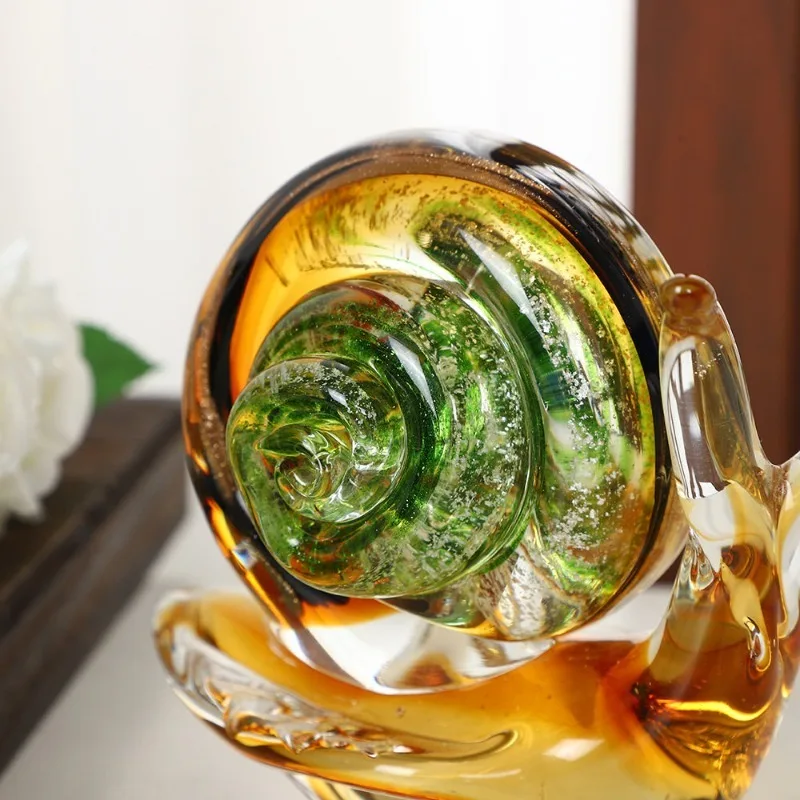 Colored Glaze Miniatures Modern Simple Creative Miniatures Crystal Imitation Snail Figurines Study Room Decoration Crafts