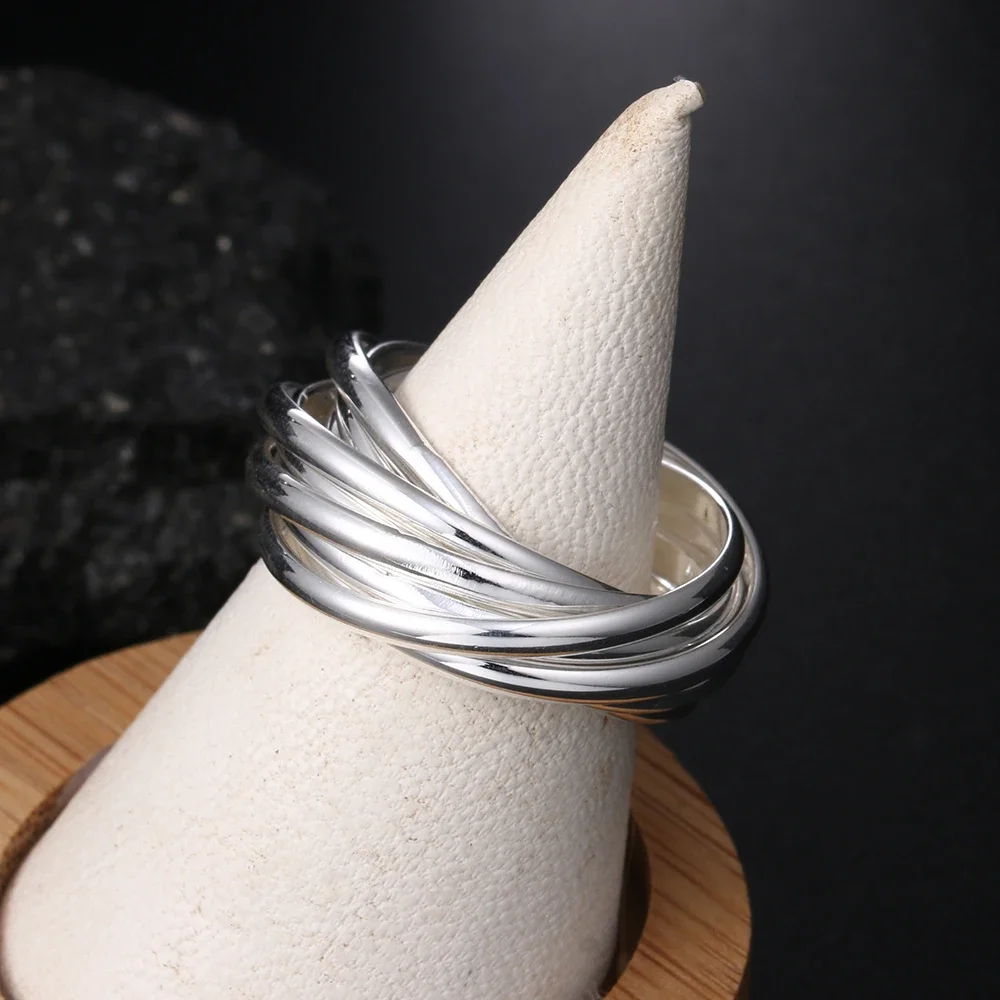 925 Sterling Silver Five Circles Man Rings For Women Fashion Folk-Custom Wedding Engagement Party Gift Charm Jewelry