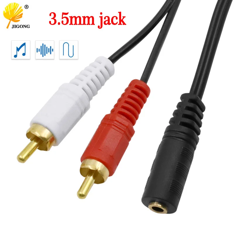 3.5mm one point two audio cable, computer speaker cable 3.5 female to double lotus head 2RCA female audio cable