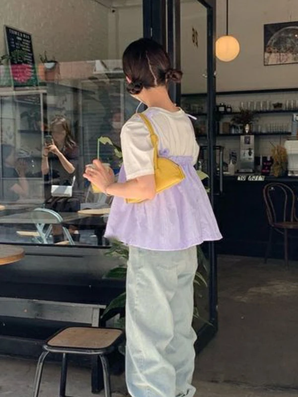 Regata Fena Roxa Retrô Sem Mangas, Estilo Solto, Nova Moda de Verão, Casual, Versátil, Crimento Curto, E