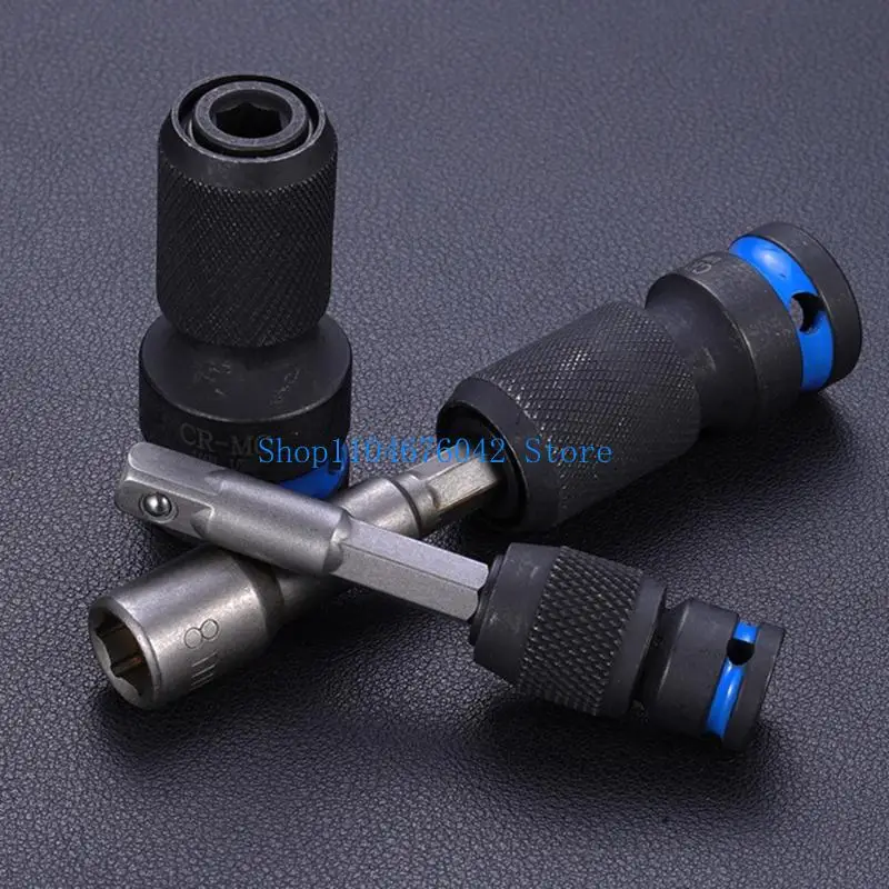 

652F Pack of 3 Universal Socket Conversion Head for Air Guns and Electric Wrenches Featuring Retractable Sleeve Design Three