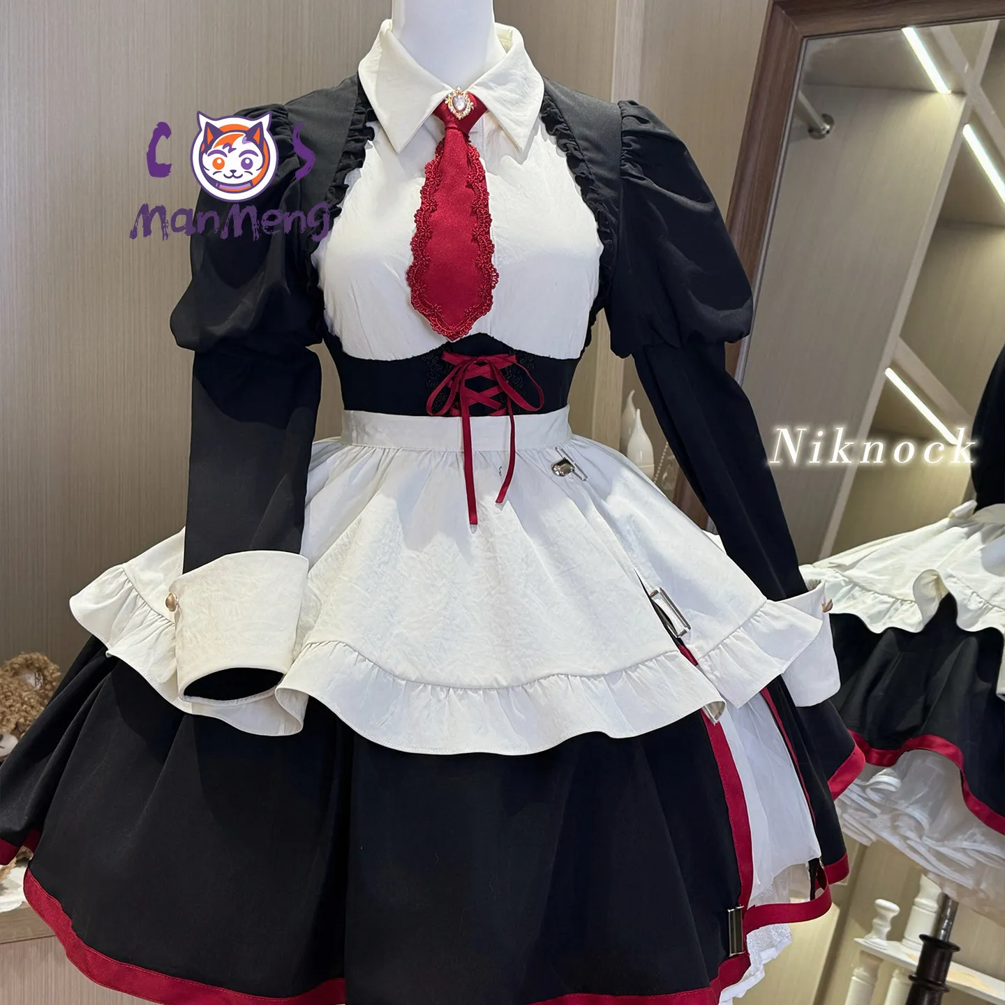 Game When they cry 3 Yasuda Sayo Syanon Cosplay Costume Women's Sweet Maid Uniform Headwear Wig Halloween Party Lolita Dress view 5