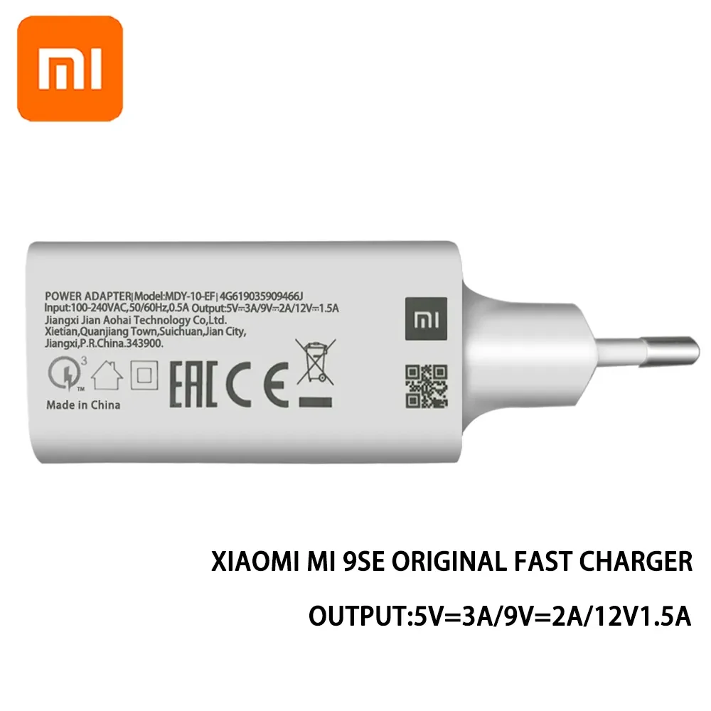 Original XIAOMI MI USB QC3.0 Fast wall Charger with Micro Usb and Type C Cable for XIAOMI Mi 9 8 SE CC9 A3 Redmi K20 Note 7 Pro