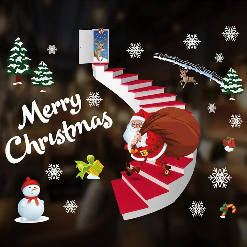 Static Cling Holiday Window Decal Removable Festive Art for Home Glass Decor During Christmas Season Xmas Party Decoration