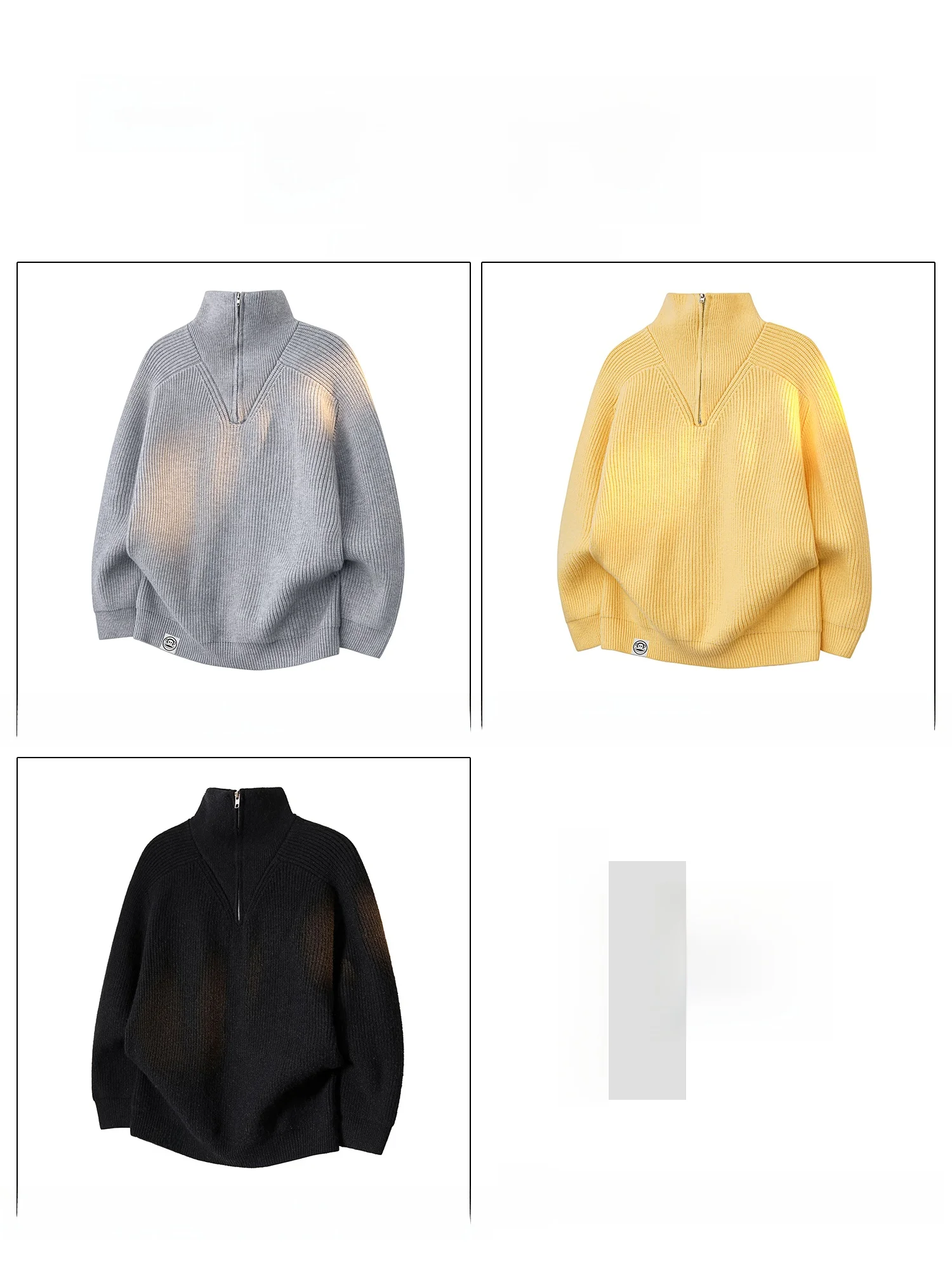 PaulFrank Men's Loose Fit High Collar Knitted Sweater Zipper Casual Sle Spring Pure Color Lazy Faion Big Mouth Monkey