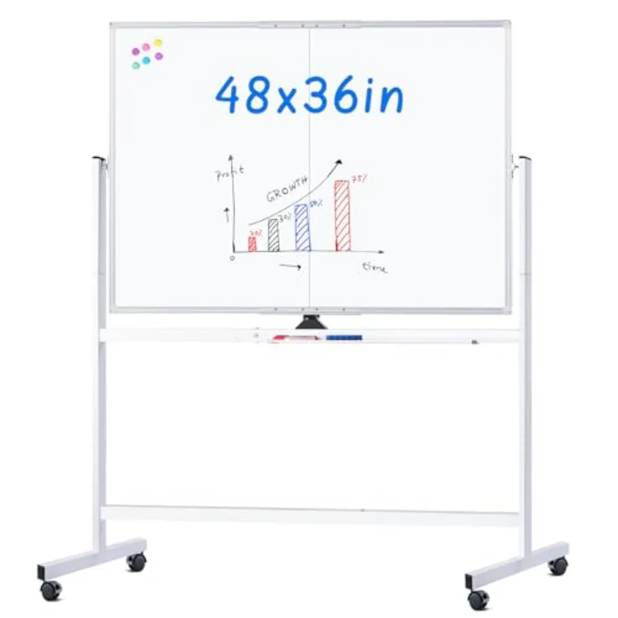

Двусторонняя магнитная доска на колесиках 48x36 дюймов, большая, для сухого стирания, для домашнего обучения