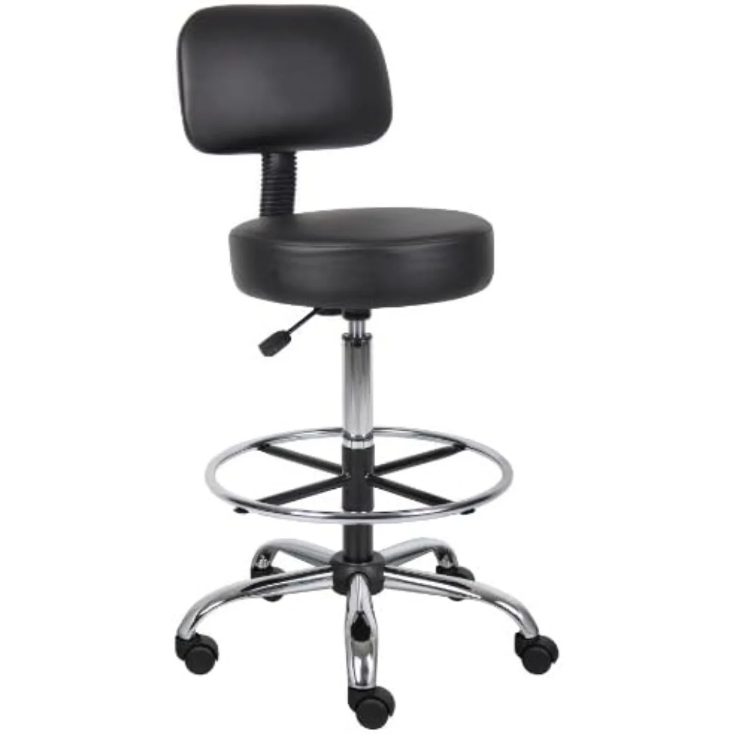 Be Well Medical Spa Drafting Stool with Back, Black