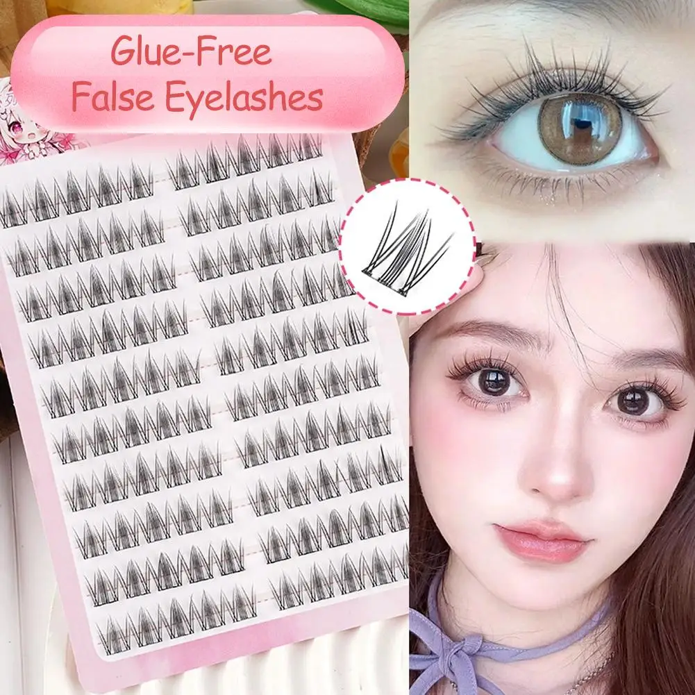 10 filas de pestañas postizas sin pegamento de gran capacidad, grupo único de pestañas postizas autoadhesivas naturales rizadas en C de 10-12MM
