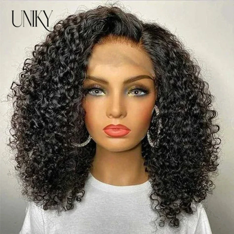 

Brazilian Human Hair Wigs Jerry Curly Side Part Short Bob Wig for Women Natural13x1 Lace Fronal Water Deep Curly Human Hair Wigs