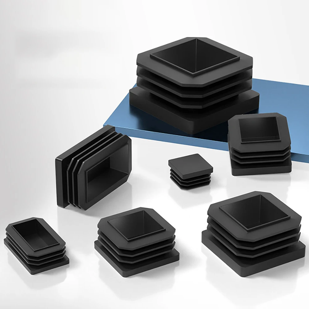Furniture Foot Inner Cover Tube Pipe Inserts Plugs Square/Rectangular Black Plastic Blanking End Caps 50x50mm~150x150mm