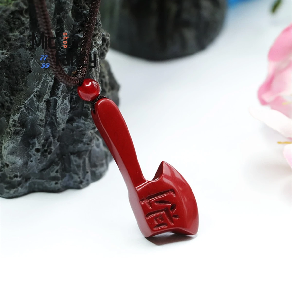 

Natural Cinnabar Purple Gold Sand Axe Pendant Simple Generous Personality Men Women Fashion Amulet Mascot Souvenir Holiday Gift