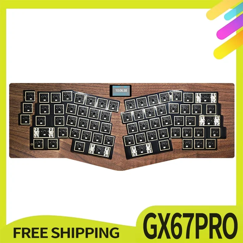 Gx67pro alice Walnut Wood Keyboard Kit Customized Bluetooth Three Mode 2.4 G Hot-Swap 67 Key Rgb Keyboard Kit For Gamer Gifts