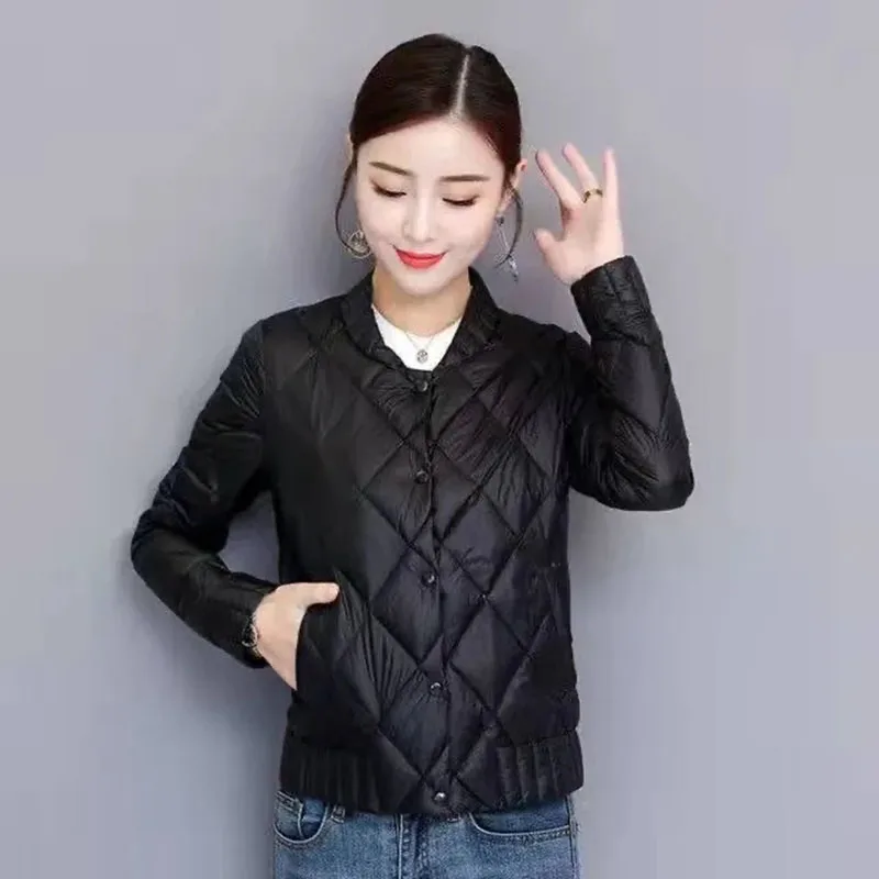 Down Cotton Lightweight Cotton Coat Women\'s Short 2024 New Middle Aged Women Autumn Winter  Jacket Short Cotton Outerwear