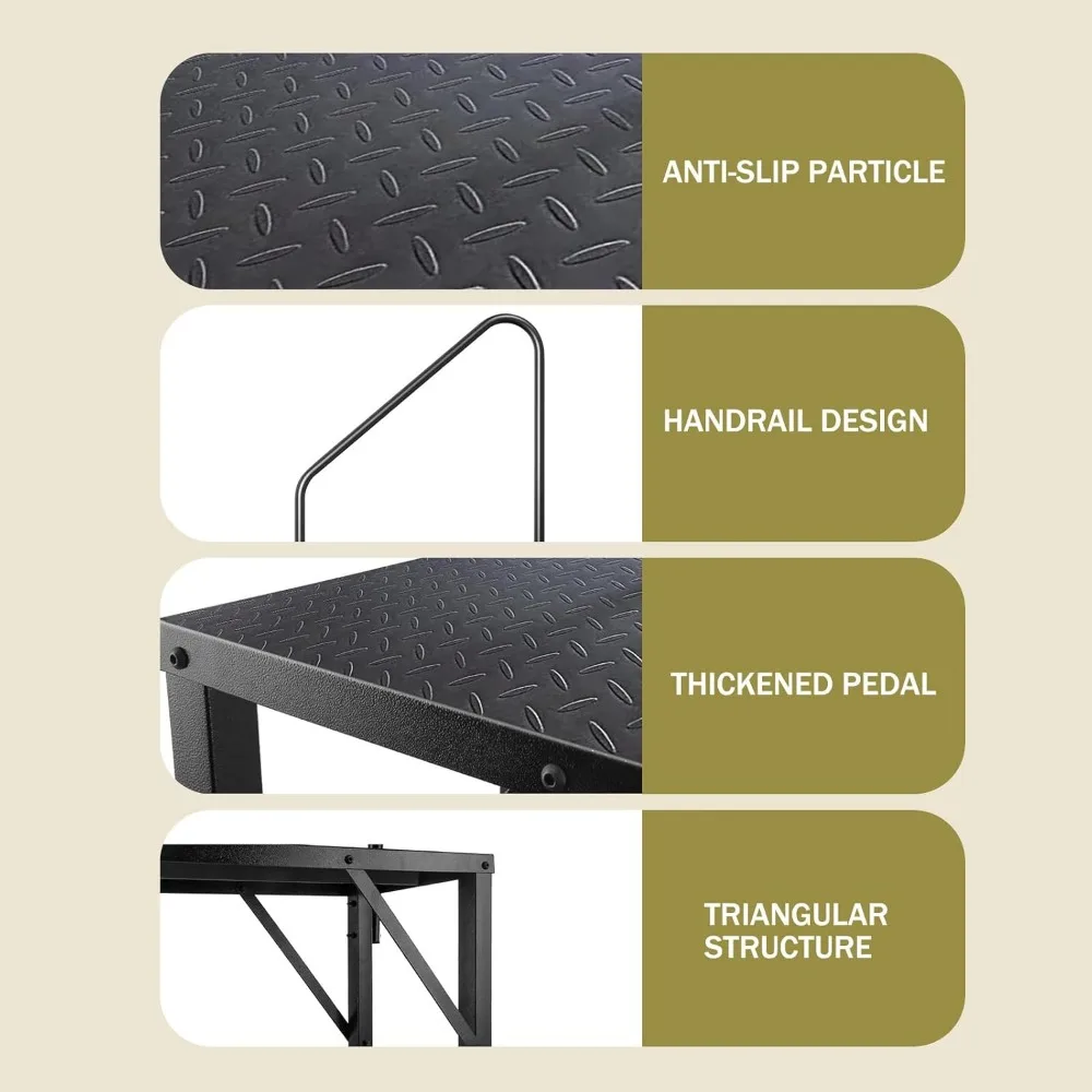 บันได, บันไดพับพร้อมที่จับ, บันไดสระว่ายน้ำแบบแข็งแรงสำหรับสระว่ายน้ำเหนือพื้นดิน รับน้ำหนักได้ 660 ปอนด์, บันไดสำหรับรถบ้าน บันไดกลางแจ้ง บันไดรถบ้านสำหรับการเข้าถึง