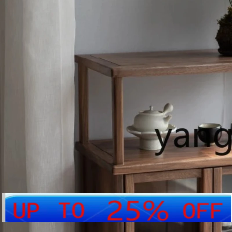 

LMM new Chinese bay window cabinet solid wood tea room black walnut tatami storage storage display cabinet