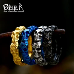 BEIER 2022 Updated 316L Stainless Steel Ring Top Quality Punk Skull Ring Colorful Ring For Men Couples Domineering Biker Jewelry