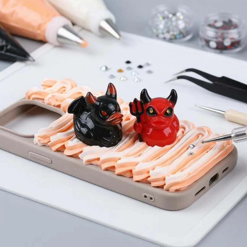 12Pcs Mini Resin Halloween Ducks And Ghost Miniatures Figurines For Garden Fairy Micro Landscape Home DIY Decoration