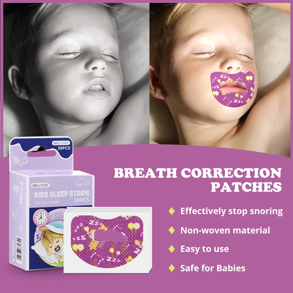 Autocollants correcteurs buccaux pour enfants, 30 pièces, Anti-ronflement, pour la respiration, pour améliorer le sommeil nocturne