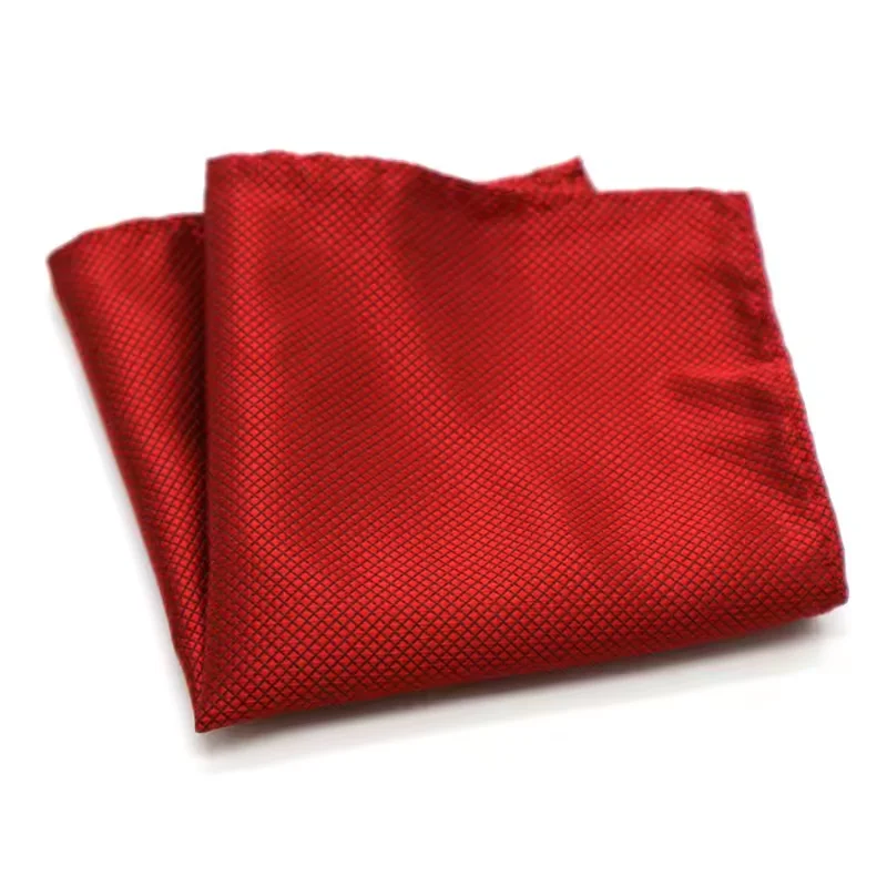 Fashion Dark Red Grid Pattern Pocket Square For Men Business Chest Blue Grid Classic Suit Napkin Handkerchief As Shirt Accessory
