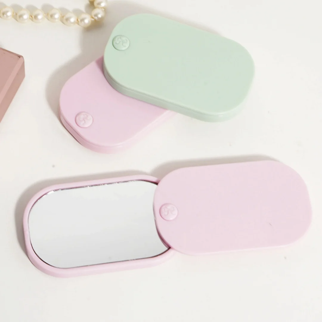 Square rounded sliding makeup mirror, portable storage small mirror, mini travel makeup mirror
