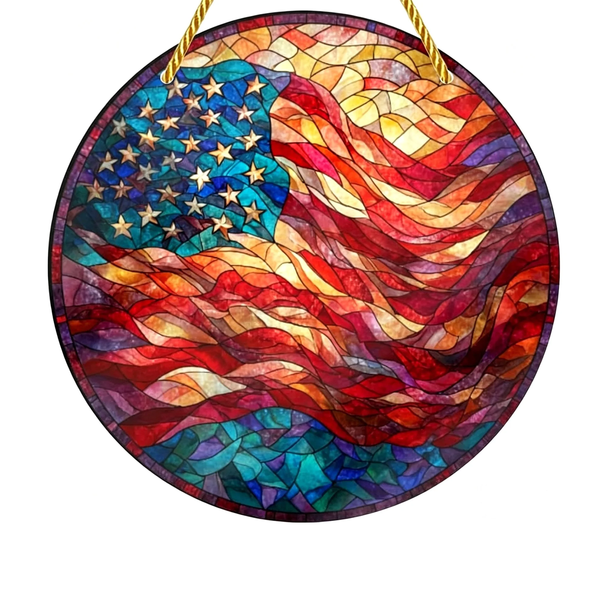 4th of July Window Suncatchers Patriotic 2D Flat Stripes Stars Acrylic Hanging Ornament Independence Day Party Supplies