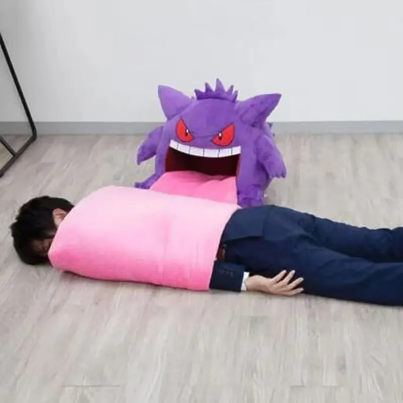 Pokémon Gengar Big Tongue Plushies Anime Peripheral Big Size Sleep Pillow Dual Purpose Nap Blanket Stuffed Plush Toy Doll Gift
