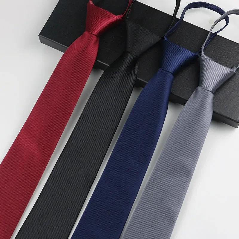 

Business tie for men and women, black, gray, red solid color, professional work security, wedding shirt, student zipper free tie