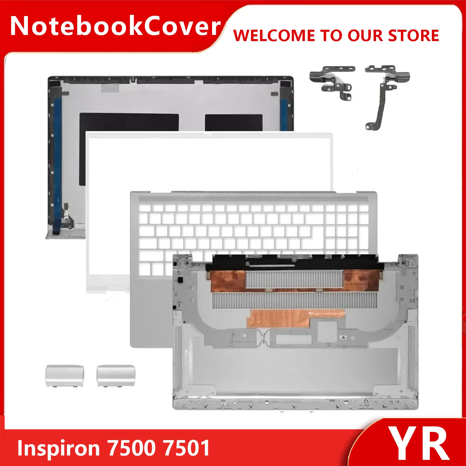 New Laptop For DELL Inspiron 7500 7501 LCD Back Cover Screen Bezel Frame Palm Rest Bottom Cover Hinges Rear Lid Top Case 0VFPVN
