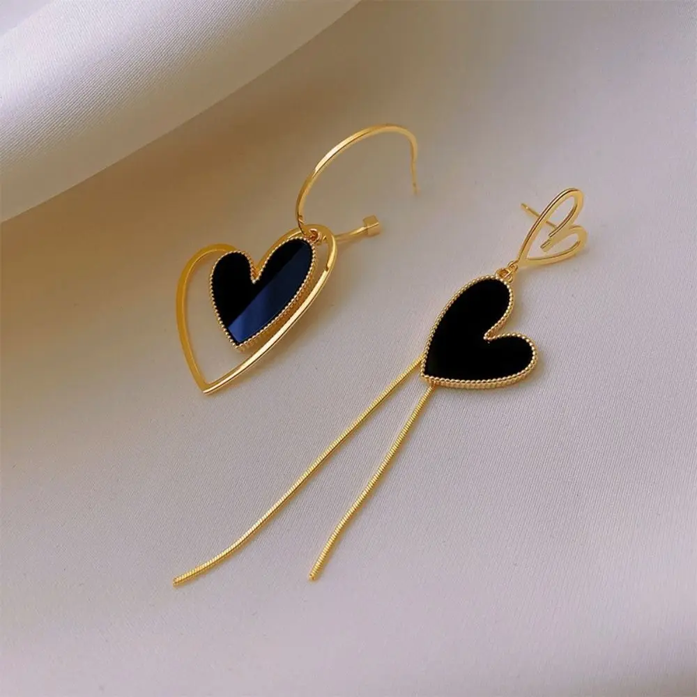 3 pairs Asymmetrical Heart Earrings Alloy Valentine\'s Day Drop Earrings Birthday Christmas Gift Mother\'s Day