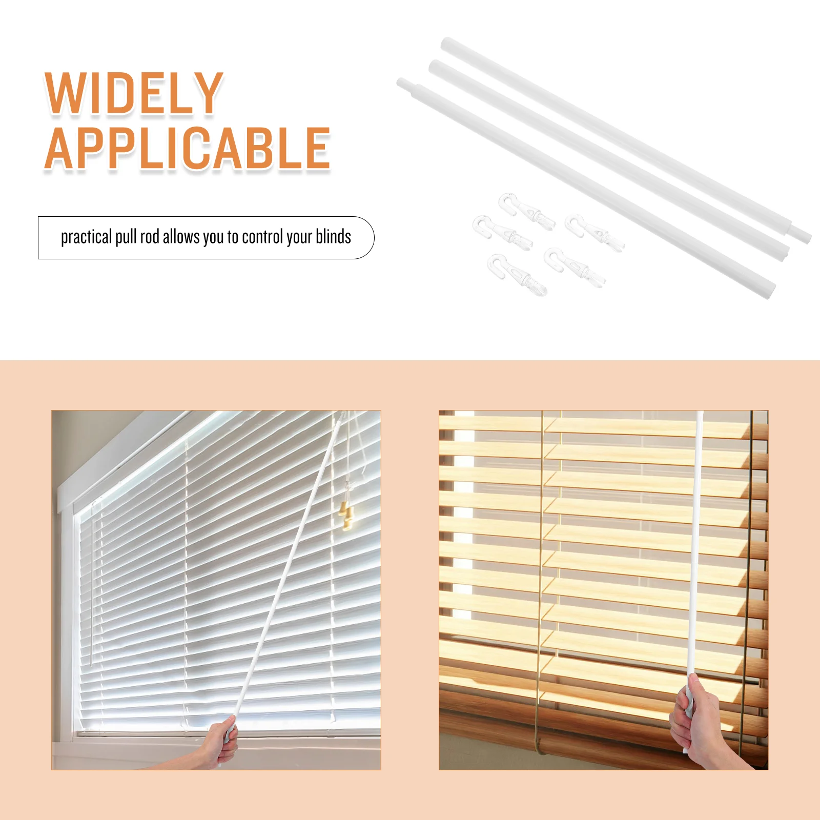 6pcs Material Tilt Rods Easy Install Parts for Window Decor Blind Blind Stick With Hook Replacement Rod Accessories