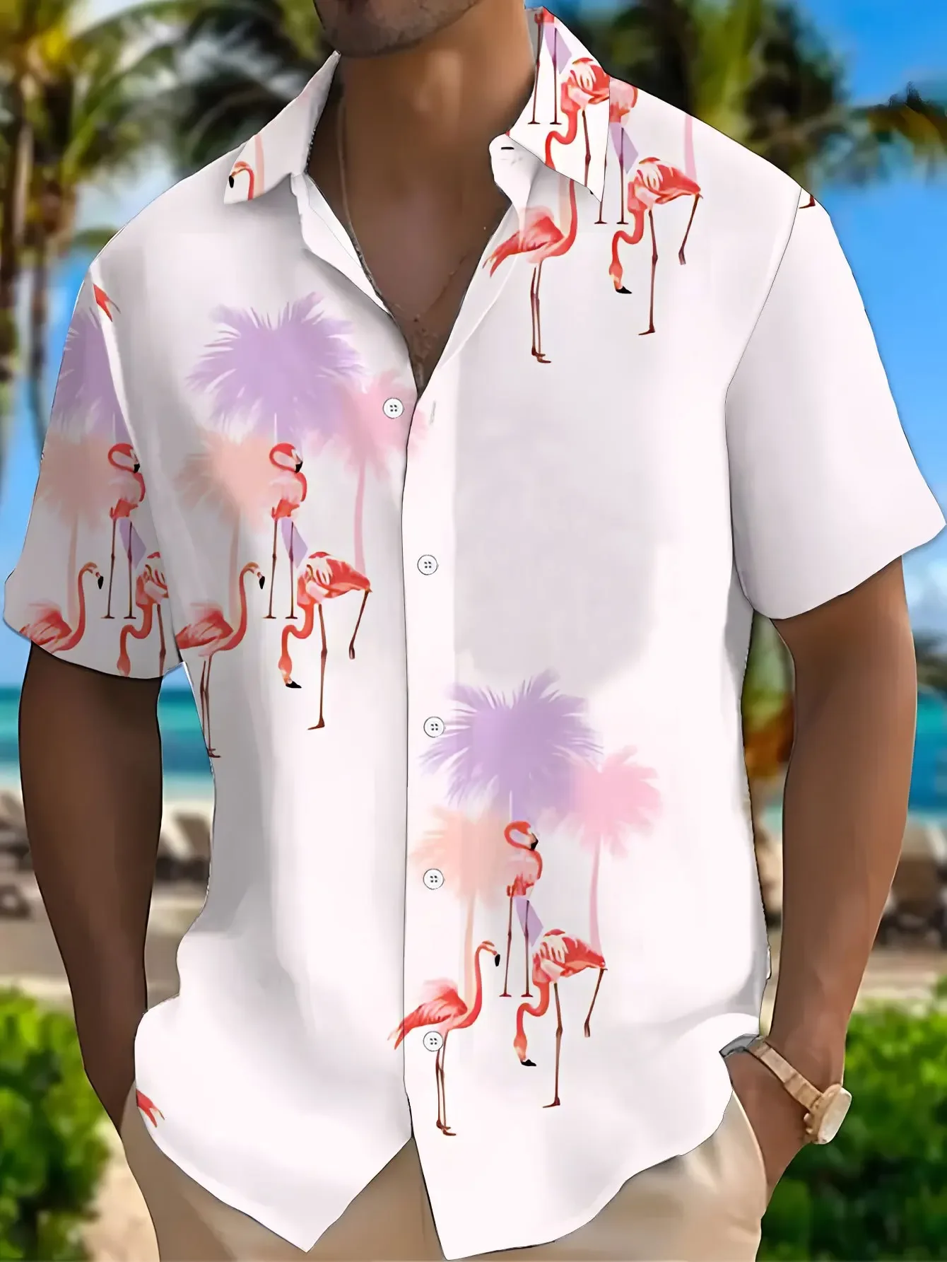 Men's Casual Hawaiian Shirt 2026 Summer Fashion Man Women Short Sleeve Eye-Catching Beach Party Print Tops