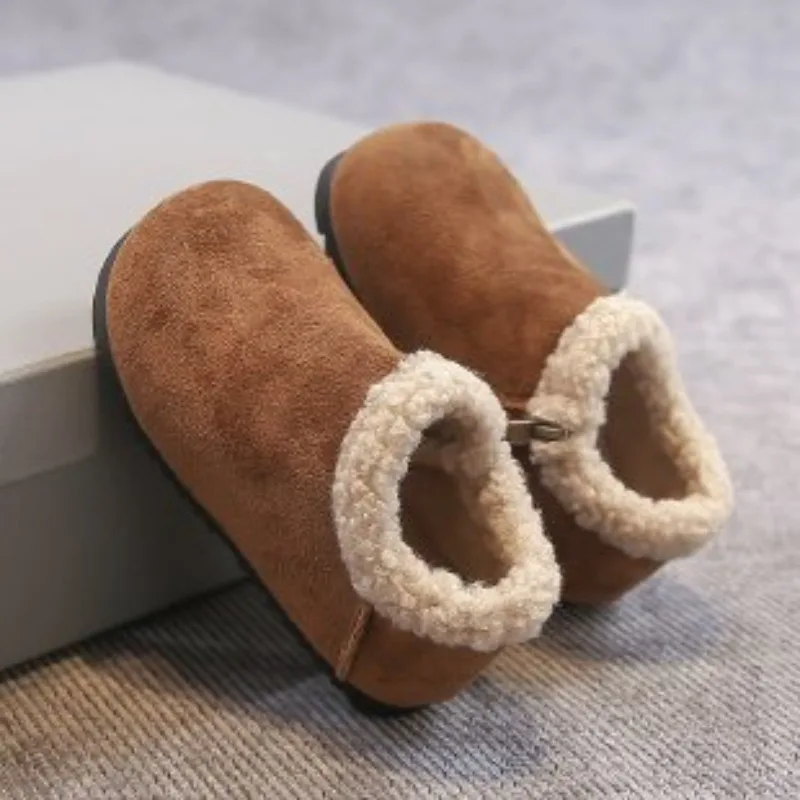 

2025 children's shoes winter girls' snow boots plush thick warm and comfortable cotton shoes anti slip flat cotton shoes