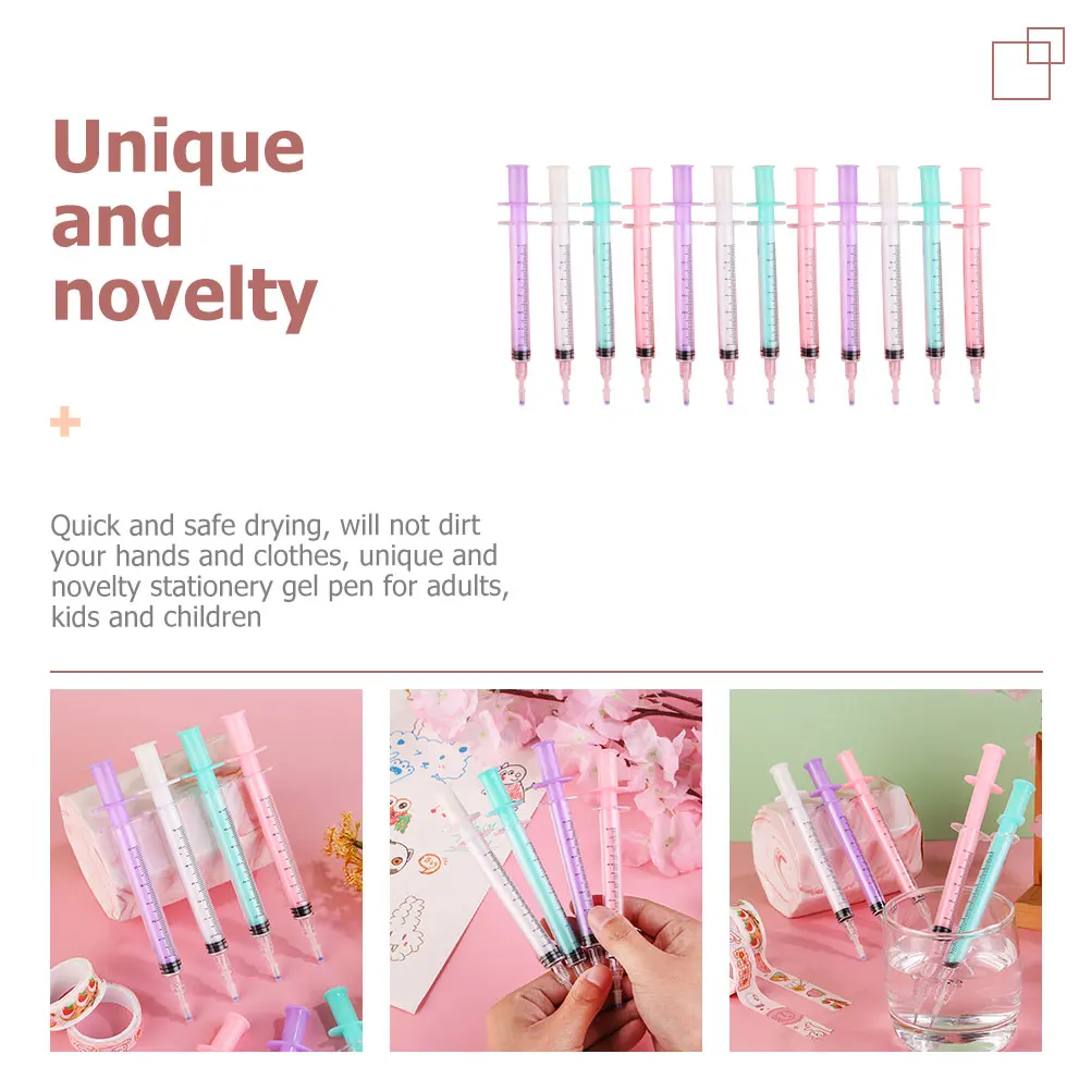 12 Buah Pena Netral Tinta Unggul Ujung Halus Tulisan Portabel untuk Sekolah Plastik Warna-warni Desain Elegan Cepat Kering