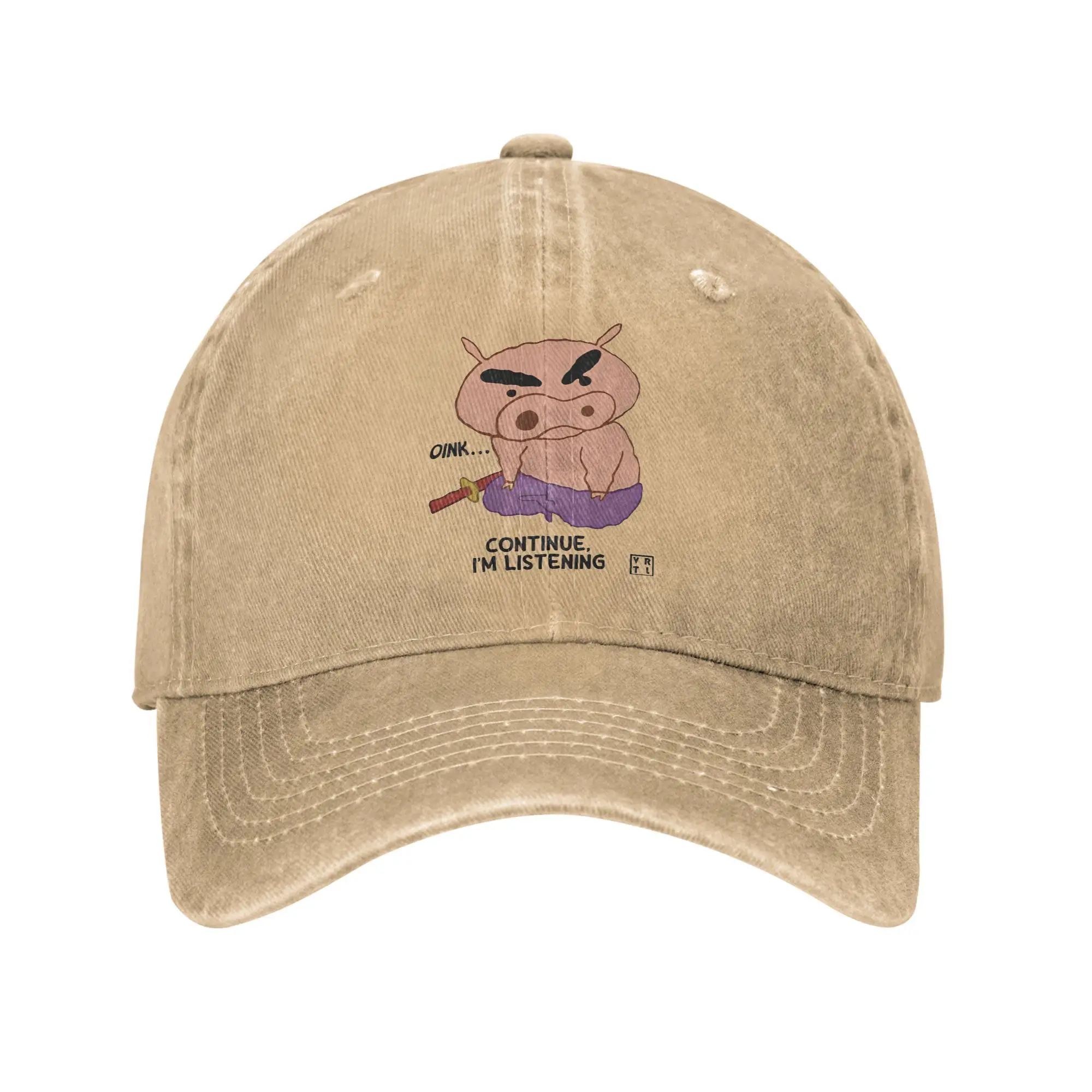 Brave pigCrayon Shin Chan  Buri buri Zaemon Washed Baseball Cap  Fashion Sun Trucker Hat Summer Unisex Men Sports Baseball Caps