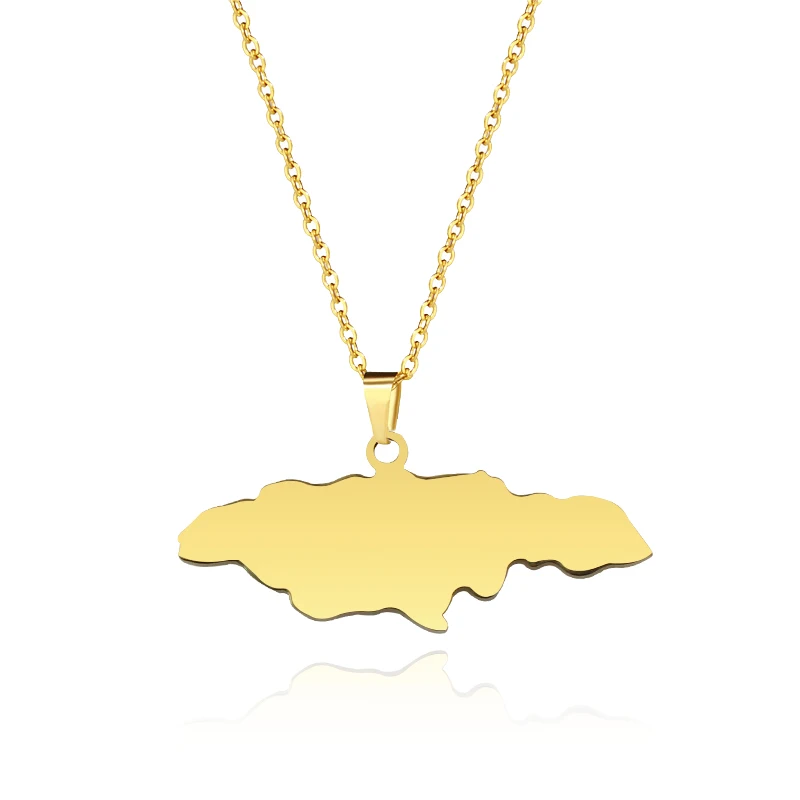 Hot stainless steel Jamaica map pendant necklaces 7 kinds of style Gold color Jamaican Women Country map Jewelry Gift image 3