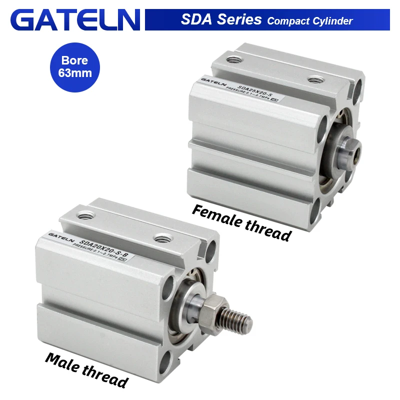 SDA63 air pneumatic cylinder double acting compact cylinder SDA63X10-B SDA63X5 SDA63X25S